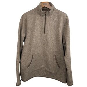 J.Crew Mercantile Men's XL‎ Quarter-Zip Fleece Pullover Sweater Tan Brown Casual